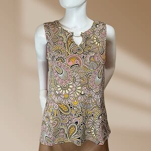 Women's By Design Brand Pink & White Paisley  Sleeveless Top Size Medium NWT!